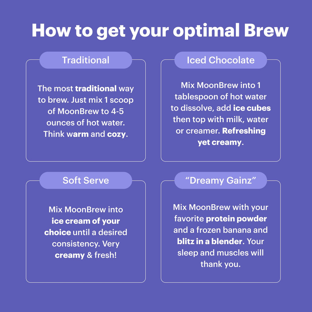 MoonBrew Nighttime Magnesium Hot Cocoa, Natural Sleep Aid Drink Mix for Adults - Calming Melatonin-Free Sleep Support - Sleepy Hot Chocolate Powder with L-Theanine, Passionflower & Zinc Glycinate