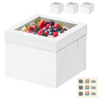 RYDDOY 3 Pack Cake Boxes, 12x12x8 Inches Tall Cake Box with Clear Window