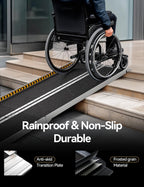FACHNUO 8 Feet Portable Wheelchair Ramp, Non-Skid Aluminum Handicap Ramps with Handle, Folding Threshold Wheel Chair Ramp for Home Steps, Stairs, Entry, Threshold, Doorways, Scooter, 800LBS Capacity