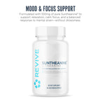Revive MD Suntheanine L-Theanine Supplement for Men and Women - Supports Fatigue & Brain Function for Calm Mood, Mental Clarity, Focus & Relaxation - Vegan & Gluten-Free (60 Capsules, 60 Servings)
