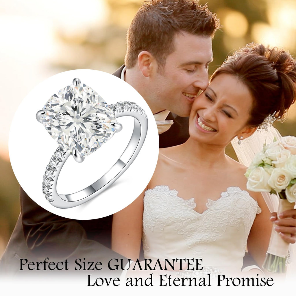 AVECON 5CT Elongated Cushion Cut Engagement Ring for Women, Travel Gift, 6
