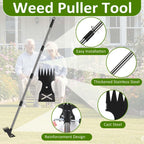 Weed Puller Tool with Long Handle-Vertical Adjustable Weeder, 2-in-1 Garden Hoe and Weeding Rake Combination, Weeding Tool for Garden, Lawn, Farm and Courtyard