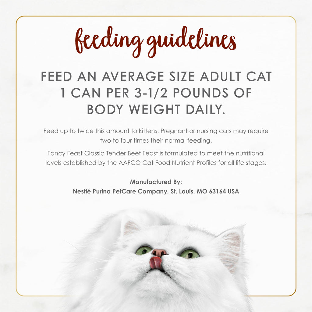 Fancy Feast Tender Beef Feast Classic Grain Free Wet Cat Food Pate