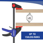 WORKPRO 12" Clamps for Woodworking 2-Pack, Quick-Release Wood Clamps/Spreader Light Duty, One Hand F Clamps 150 LBS Load Limit, Ideal for Woodworking and DIY Projects