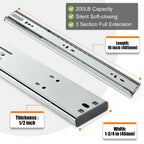 HBL’ 5 Pairs | Soft Close Drawer Slides 16 inch, Heavy Duty Cabinet Drawer Slides Replacement - Ball Bearing Full Extension, 200 LB Capacity, Made of Cold-Rolled Steel, Rust-Resistant & Long-Lasting.