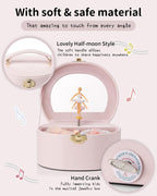 VLANDO Musical Jewelry Box for Girls, Arc Design with Spinning Ballerina Large Compartment for Small Treasures, Plays Canon Melody, Built-In Mirror and Soft Carry Handle, Birthday Christmas Gift