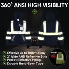 TICONN High Visibility Safety Sweatshirt Hoodie, Reflective Hi-Vis ANSI Class 3 Fleece Zippered Hooded Jacket for men and women (Navy, 3XL)