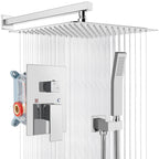 gotonovo Rainfall Bathroom Shower System Rain Shower Head and Handle Set Wall Mounted Shower Complete Combo Solid Brass Pressure Balancing Shower Mixer Valve 16 Inch Polished Chrome