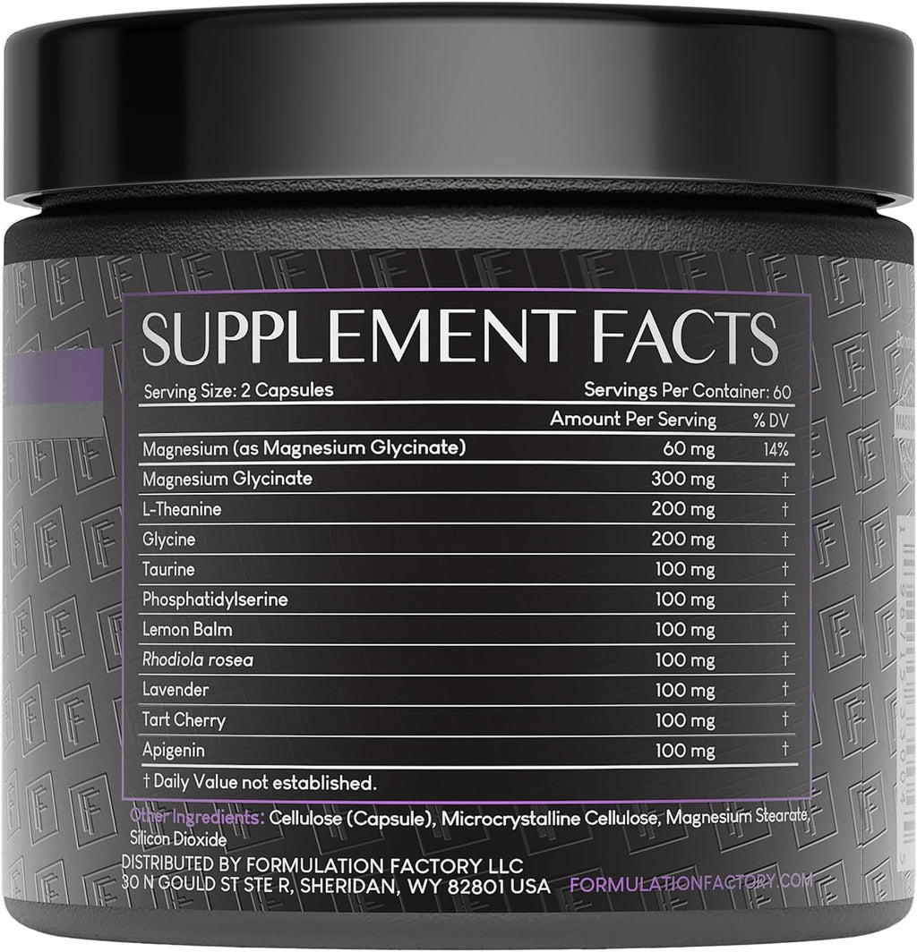 Formulation Factory The Night Before 10-in-1 Midnight Maximizer Sleep Supplement, Magnesium Glycinate, L-Theanine & More, Stress Relief, Relaxation, Focus (6 Month Supply, 360 Capsules)