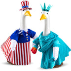 Yeyeplum 2 Set 250 Anniversary USA Porch Goose Outfits for 23" Lawn Statue Patriotic Porch Goose Statue of Liberty Costume for Cement Sculpture Clothes for 4th of July Garden Patio Party Decoration