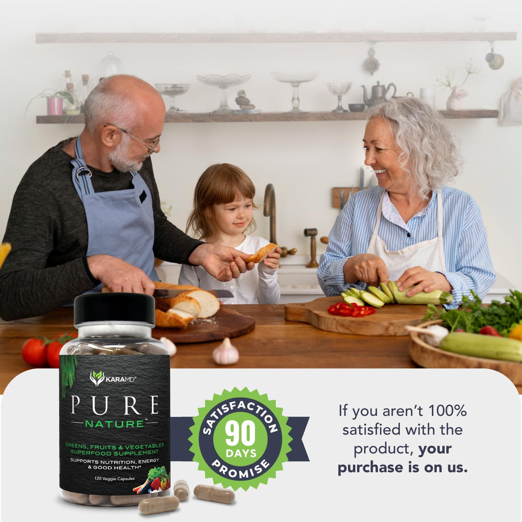 KaraMD Pure Nature | Greens, Fruit and Veggies Supplement | Vitamins, Fiber & Antioxidants | 20 Fruits and Vegetables Supplements for Energy & Digestion | Gluten Free & Vegan Friendly (30 Servings)