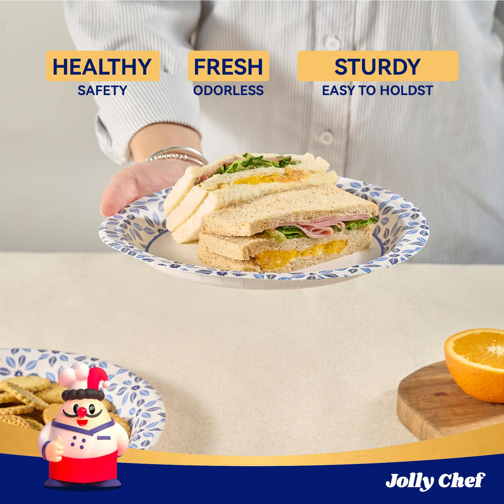 JOLLY CHEF 10 inch 140 Pack Disposable Paper Plates