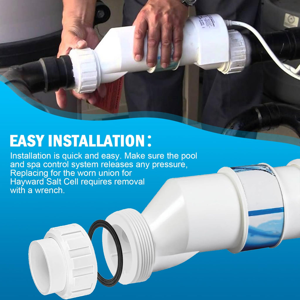 Salt Cell 2" Union Connector Kit Replacement for Hayward Salt Chlorine Generator, GLX-Cell-Union for Hayward AquaRite turbo cell T-3 T-15 Union, for Hayward Salt Cell Coupling Pool and Spa Pump Part