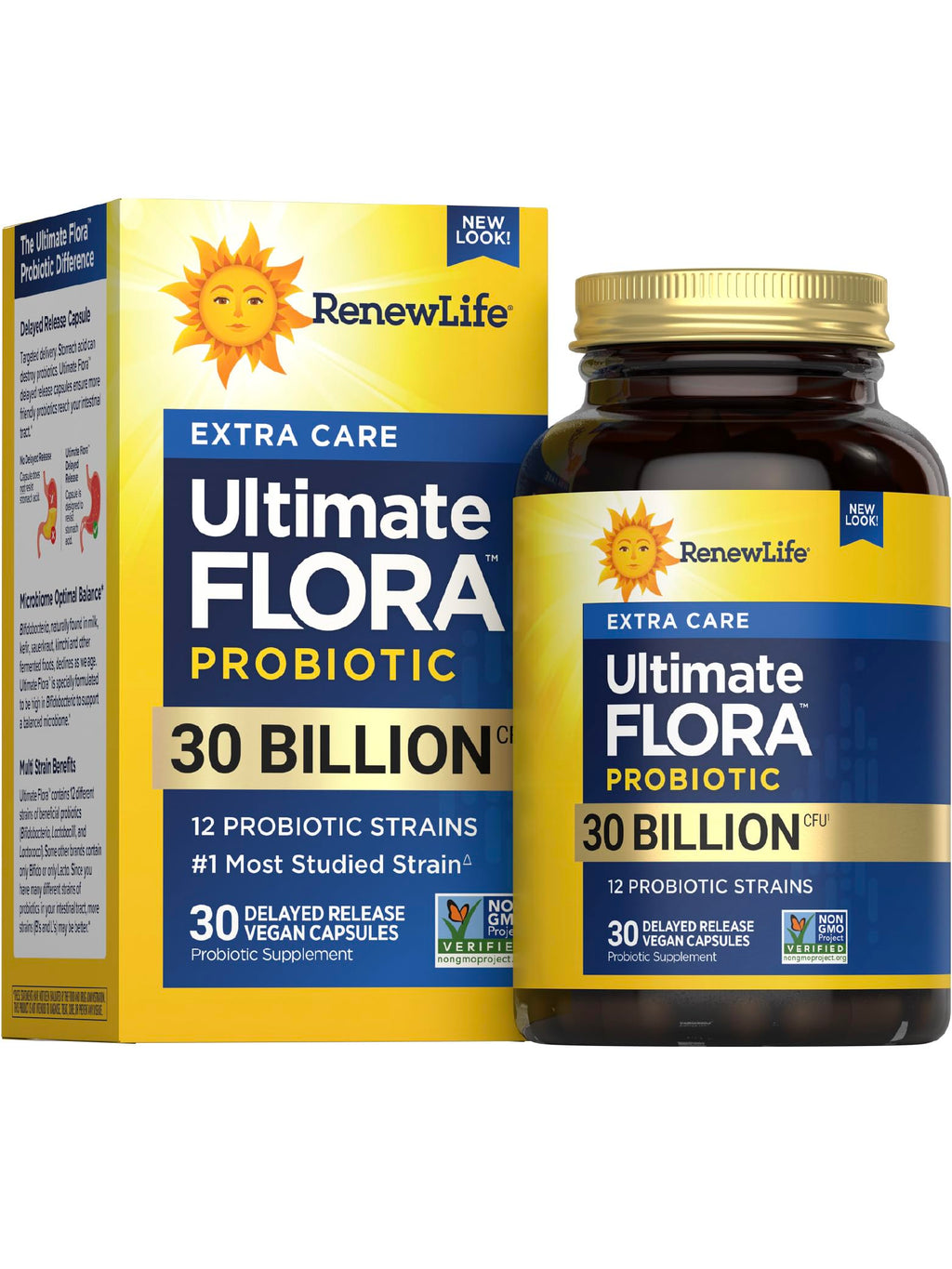 Renew Life Extra Care Digestive Probiotic Capsules, Daily Supplement Supports Immune, Digestive and Respiratory Health, L. Rhamnosus GG, Dairy, Soy and gluten-free, 30 Billion CFU, 30 Count