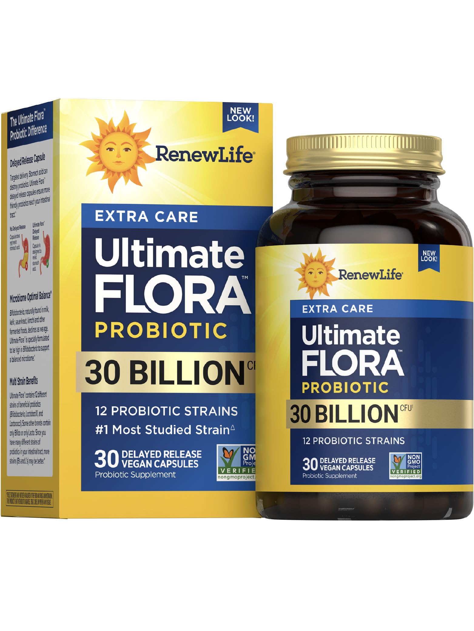 Renew Life Extra Care Digestive Probiotic Capsules, Daily Supplement Supports Immune, Digestive and Respiratory Health, L. Rhamnosus GG, Dairy, Soy and gluten-free, 30 Billion CFU, 30 Count