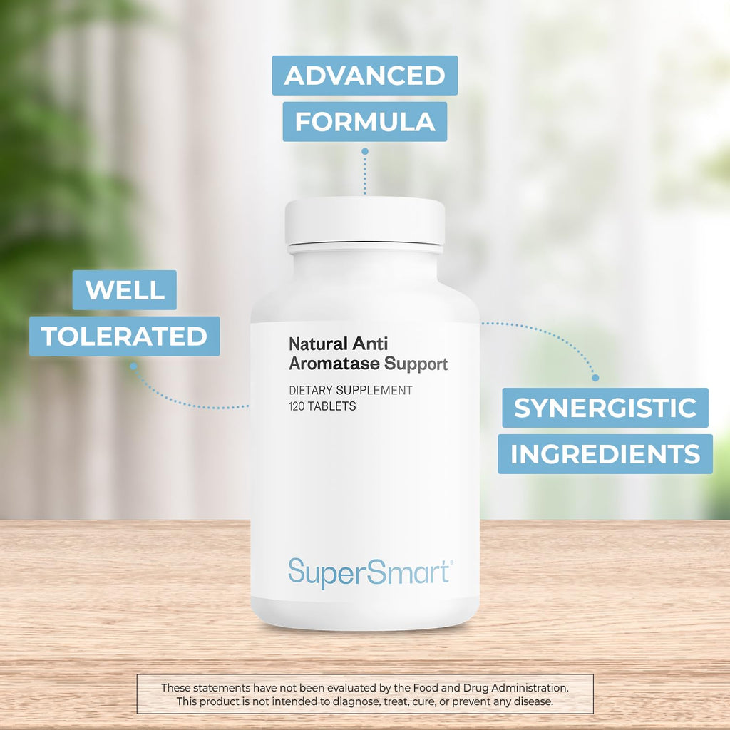 Supersmart - Natural Anti Aromatase Support (Advanced Formula) - with DIM, Genistein, Chrysin - Aromatase Inhibitor Supplement | Non-GMO & Gluten Free - 120 Tablets
