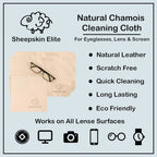 Natural Chamois Leather Eyeglass Cleaning Cloth Camera Lens Cleaning Cloths Screen Cleaning Cloth Glasses Cleaning Cloth Tablets Chamois Cleaning Cloths for Eyeglasses (3 Packs, 2 Large, 1 Small)