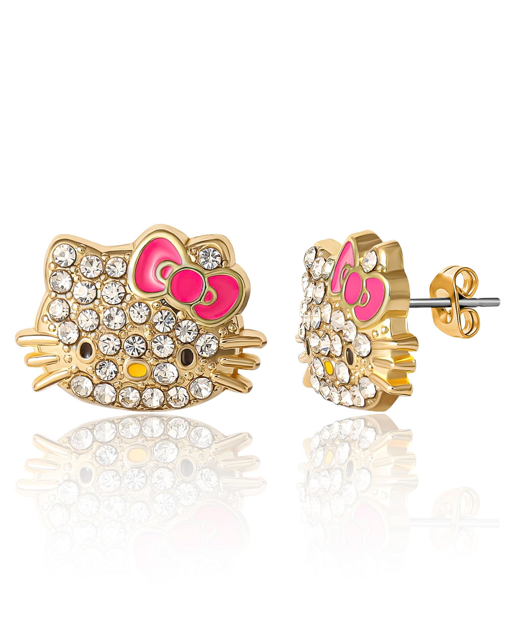 Sanrio Pave Crystal Hello Kitty Stud Earrings for Women Official License