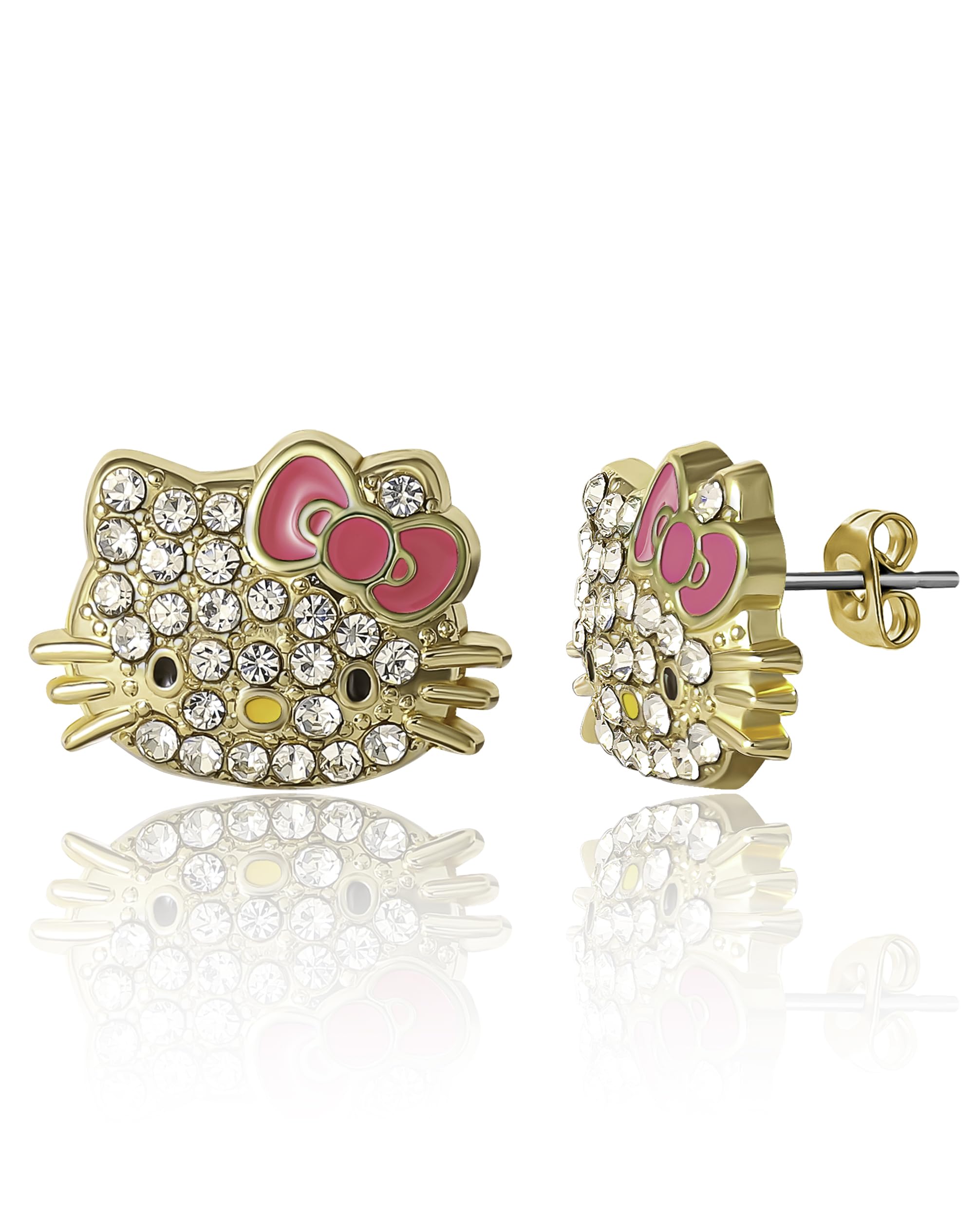 Sanrio Pave Crystal Hello Kitty Stud Earrings for Women Official License