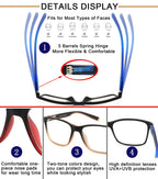 Reading Glasses for Men 4-Pack Stylish Computer Readers with Spring Hinges, Anti Glare/Eye Strain Filter UV Ray Blue Light Blocking Two-Tone Reader Eyeglasses,+1.25 Magnification Strength