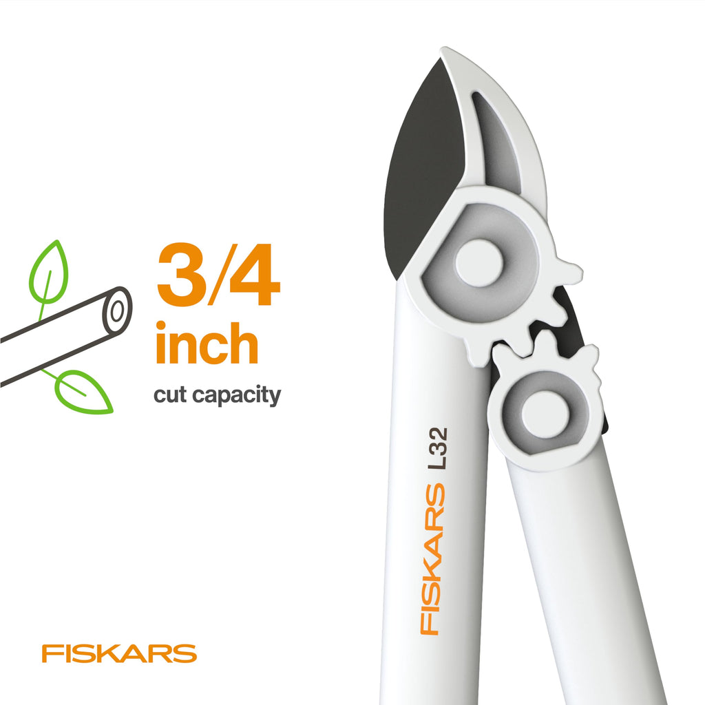 Fiskars 16" PowerGear Garden Anvil Loppers, 1.25" Cut Capacity, White