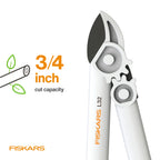 Fiskars 16" PowerGear Garden Anvil Loppers, 1.25" Cut Capacity, White