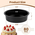 tutikuki 9 Inch Cake Pan Set of 2 - Nonstick Carbon Steel Round Cake Baking Pans with Parchment Paper, Dishwasher Safe, Durable for Large Layer Cakes, Birthday & Christmas Baking