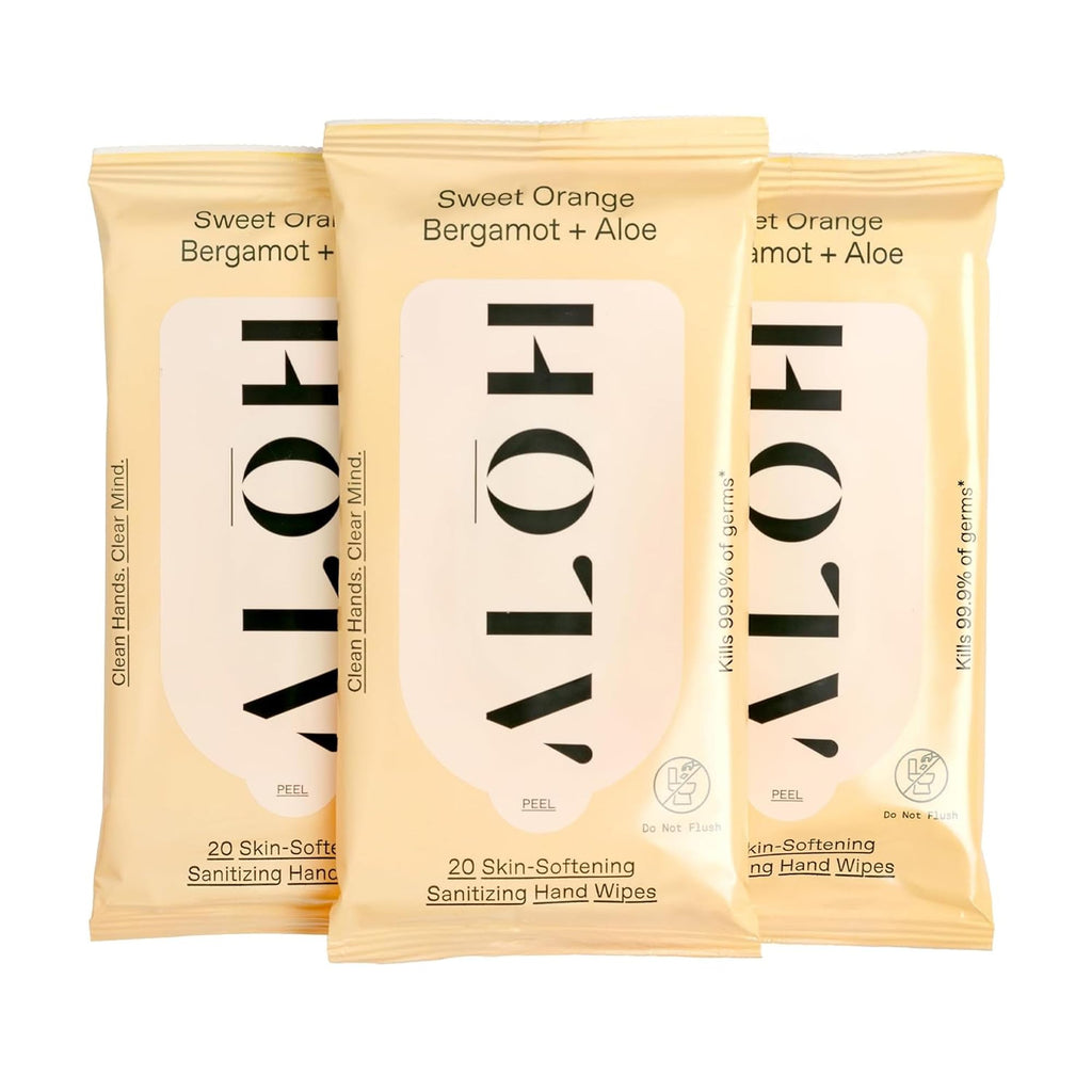ALŌH Sweet Orange Bergamot + Aloe Hand Sanitizer Wipes, Travel Size