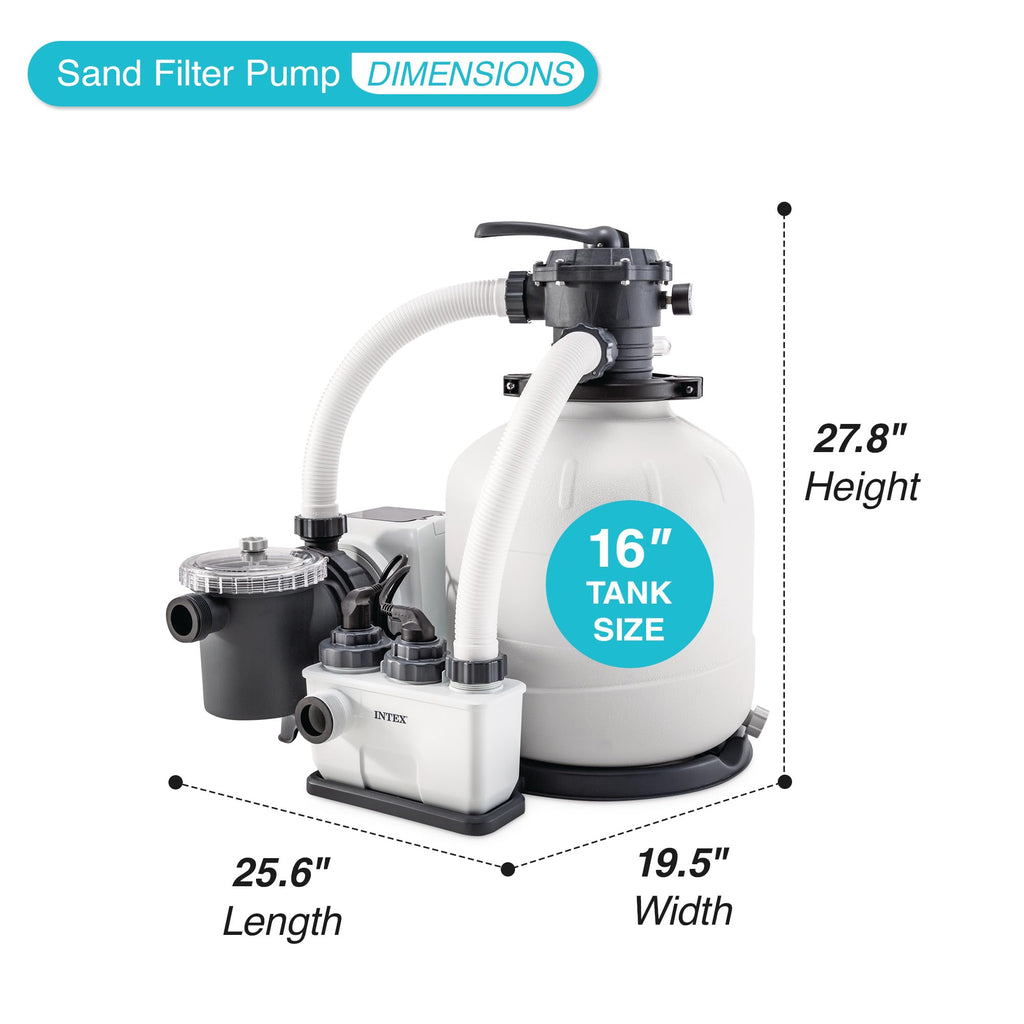 INTEX 2,650 GPH Krystal Clear Sand Filter Pump and Saltwater Pool Chlorine System for Above Ground Pools, Pool Cleaner System with Automatic Timer