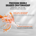 VEVOR Double Braided Polyester Rope, 1/2 in x 120 ft, 48 Strands, 8000 LBS Breaking Strength Outdoor Climbing Rope, Arborist Rigging Rope for Rock Hiking Camping Swing Rappelling Rescue, Orange/Black