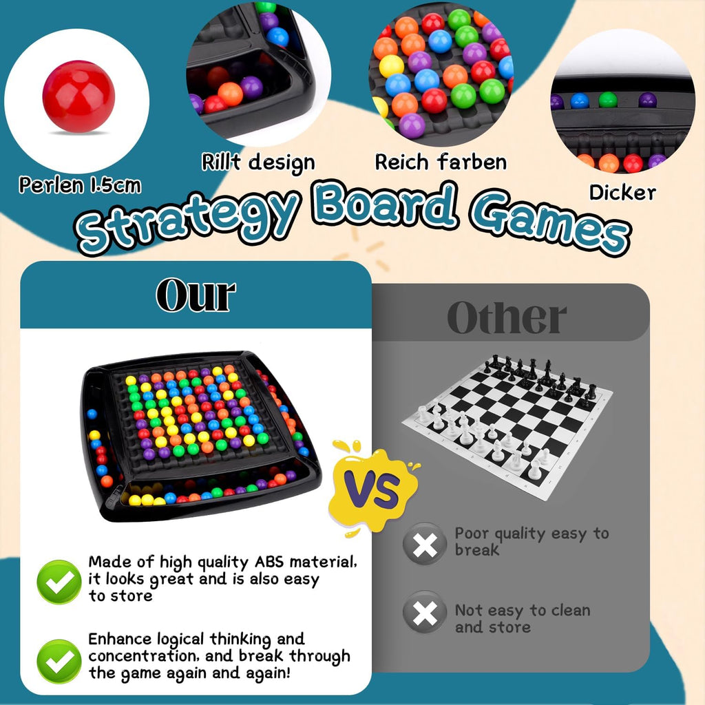Intellectual Chess Board Game, Chess Elimination Board Game, 120 Pieces Rainbow Color Beads Board Game Interactive Strategy Board Game for Children and Adults