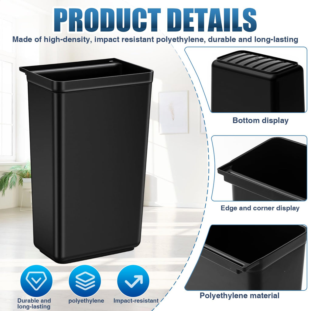 Briwooody 2 Pcs Large Capacity Trash Bins for Bussing Cart 22" H, 9" W, 13"L Attachable Trash Can Hauler for Rolling Utility Cart Accessories Wastebasket Polyethylene Plastic Restaurant Tub