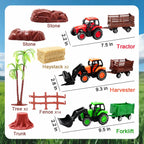 Kimicare 3 Pack Farm Toy Tractor with 40pcs Plastic Farm Animals Figurines and Fence Farm Playset, Farm Figures Farmer Vehicle Toy Truck with Trailer Birthday Gifts Christmas Stocking Stuffers