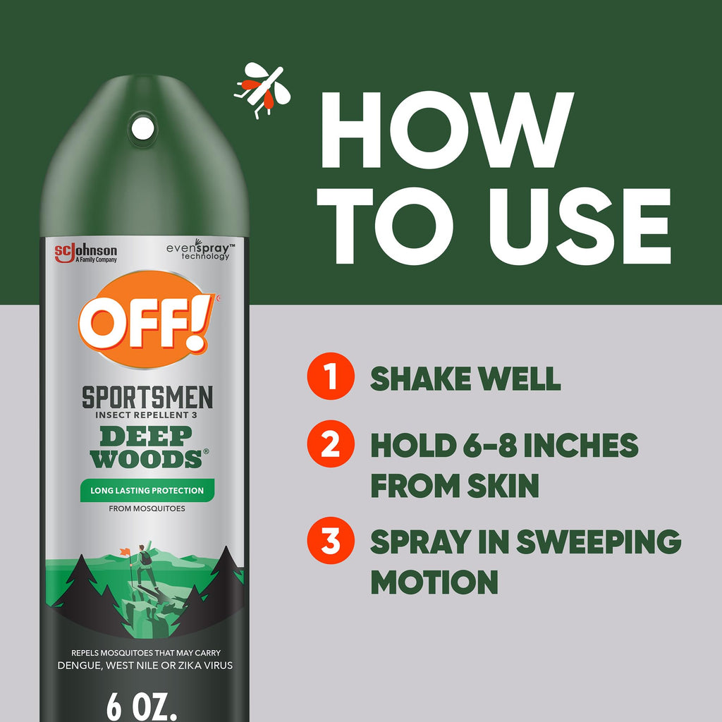 OFF! Deep Woods Sportsmen Insect Repellent Aerosol, Bug Spray Containing 30% DEET, Protects Against Mosquitoes and Ticks, 6 Oz, (Pack of 4)