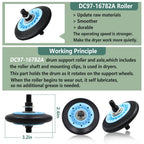 Upgraded Dryer Repair Kit Compatible with Samsung Dryer Roller Replacement Kit, for DC97-16782A Dryer Roller, DC93-00634A Idler Pulley, 6602-001655 Belt (6 Roller White Spacer)