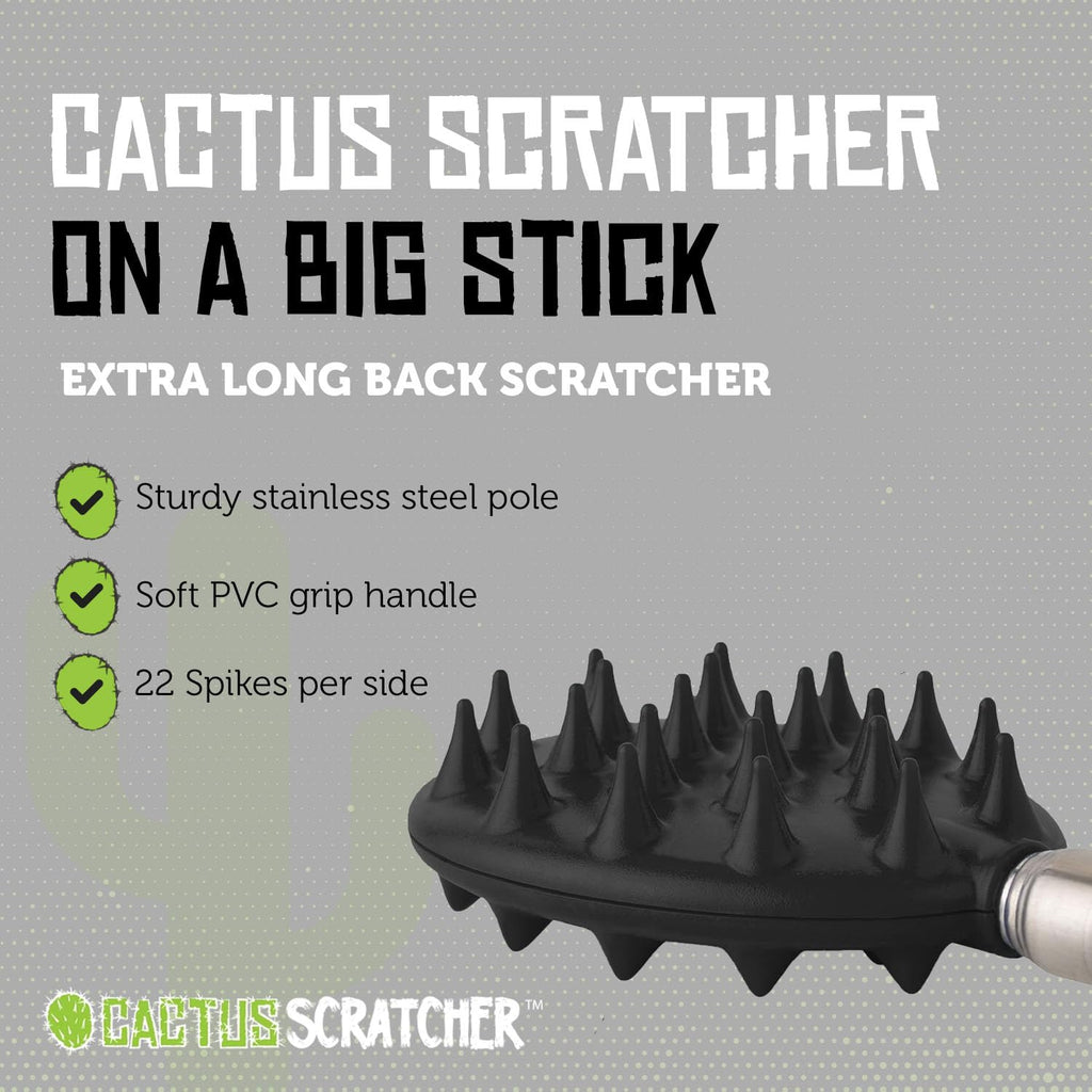 Cactus Scratcher Extendable Big Stick Back Scratcher - Extends 29" Long Double Sided Retractable Scratching Tool for Hand, Neck, Head, and Body - Universal Gift for Family, Pets, and Friends, Black