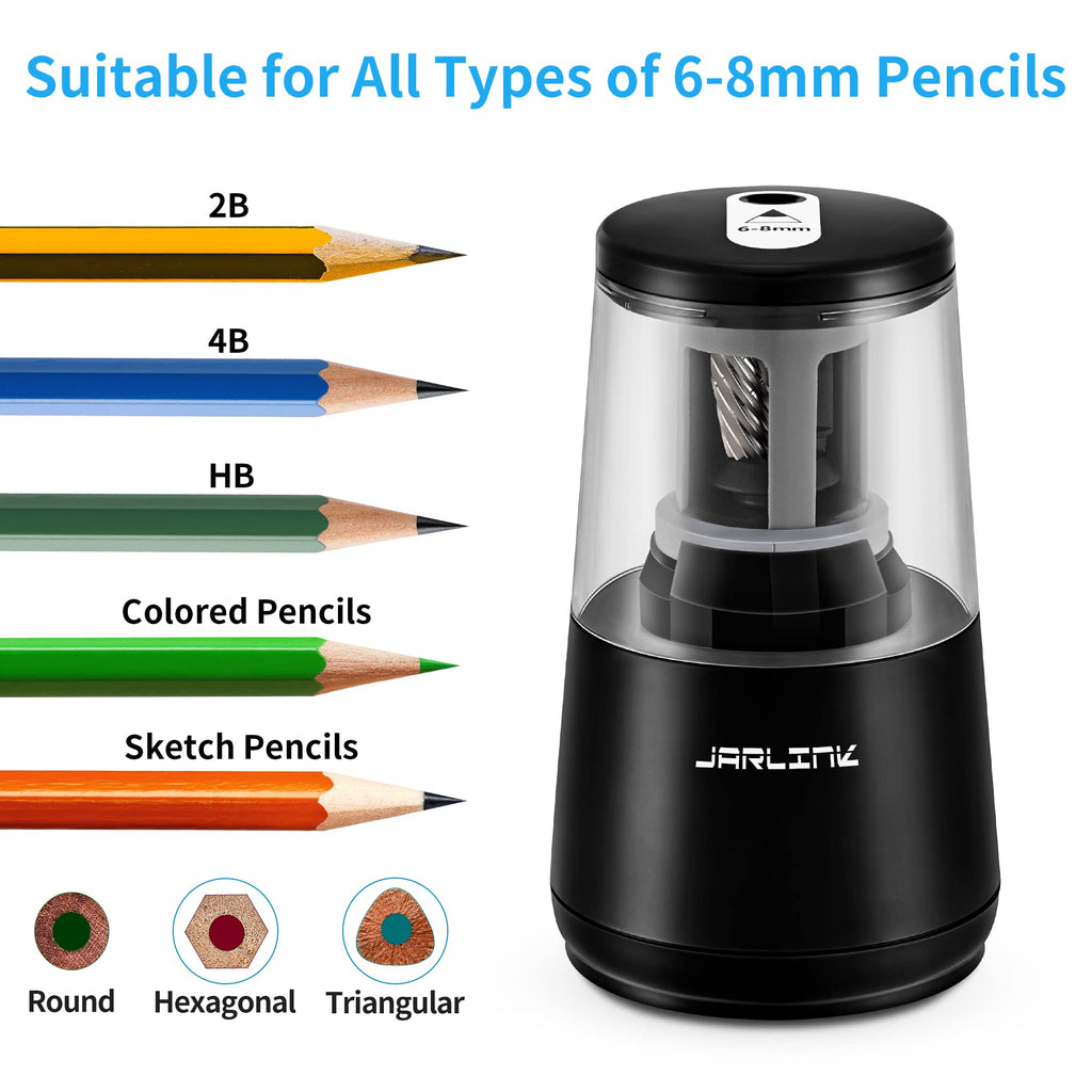 JARLINK Electric Pencil Sharpener, Heavy Duty Helical Blade, Auto Stop