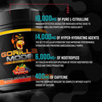 Gorilla Mode Pre Workout - Massive Pumps Laser Focus Energy Power - L-Citrulline, Creatine, L-Tyrosine, Betaine, Hydroprime, Alpha-GPC, 400mg Caffeine, Huperzine A - 792g (Blue Raspberry)