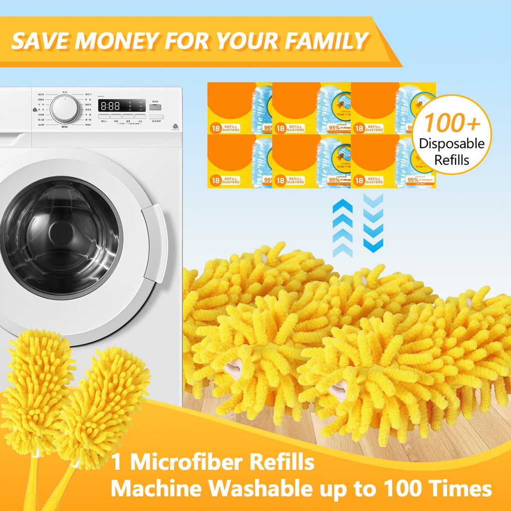 Yicotira 8 Pack Reusable Duster Refill Compatible with Swiffer Hand Duster - 360 Heavy Duty Dusters Refills - Microfiber Ceiling Fan Duster for Swiffer Dusters Extended Handle (Handle is Not Included)