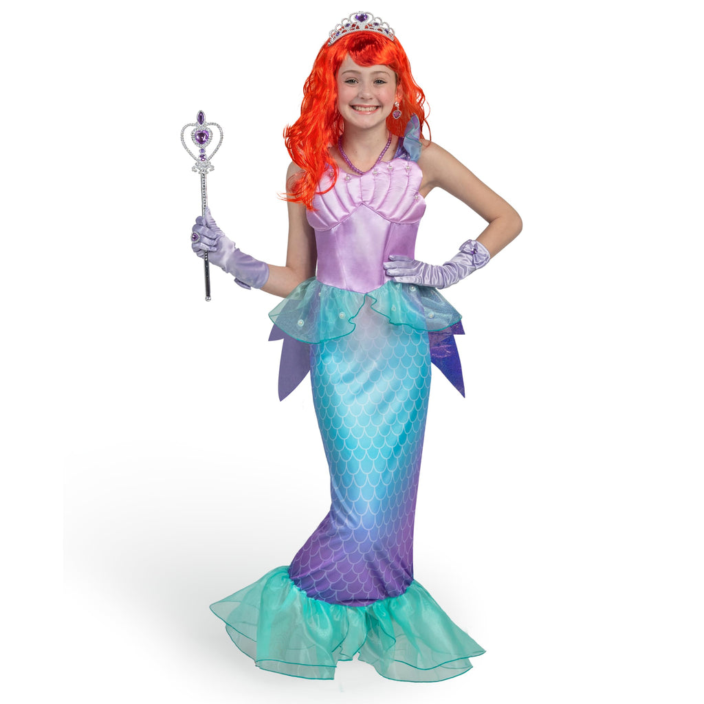 Spooktacular Creations Halloween Little Mermaid Costume with Mermaid Tail for Princess Girls 4-6 for Cosplay, Birthday Outfit