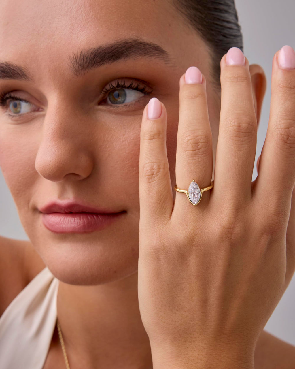 PAVOI 14K Yellow Gold Plated 1.5CT Marquise CZ Bridal Wedding Promise