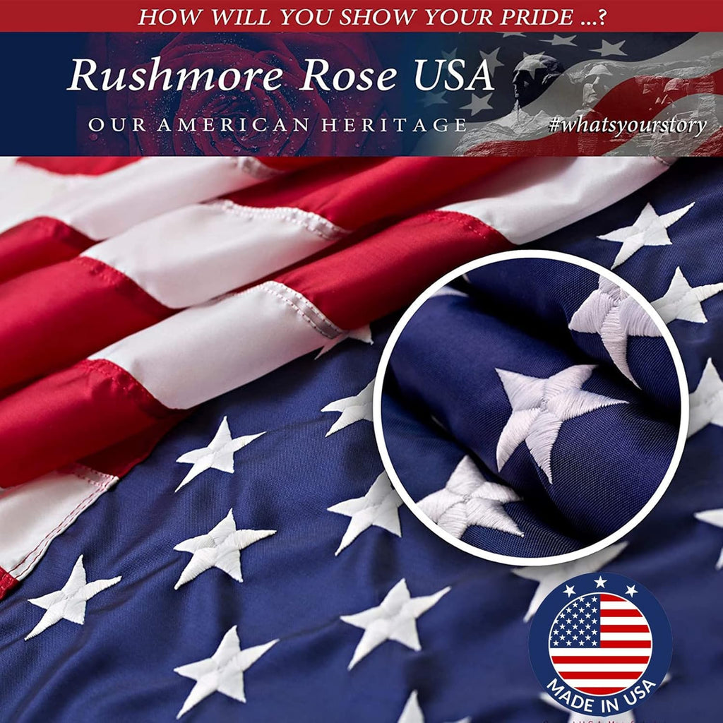 American Flag Made in USA | American Flags for Outside 3X5 | Premium US Flag 3X5 Heavy Duty Outdoor with Embroidered Stars and Sewn Stripes.FMAA Certified