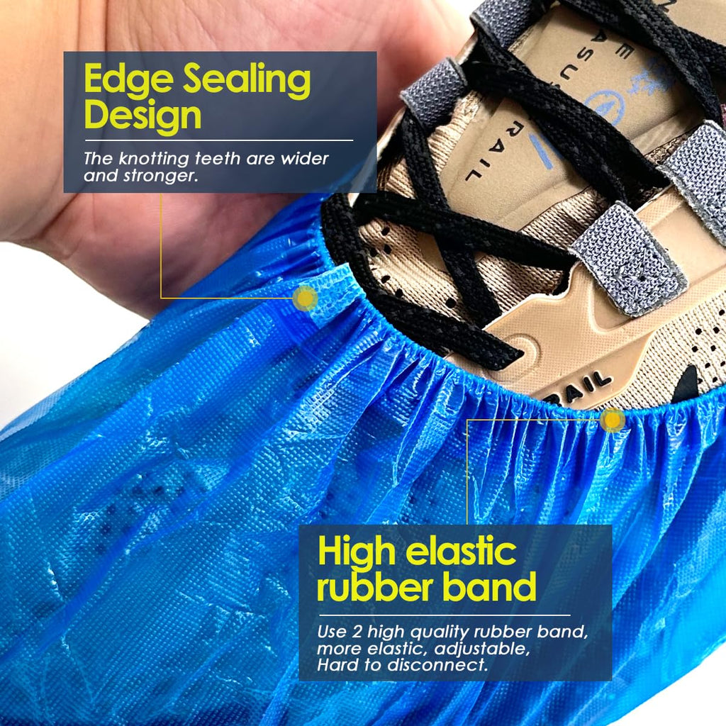 Shoe Covers Disposable Recyclable -200 Pack(100 pairs) 15.7'' Hygienic Shoe & Boot Covers Waterproof Non-slip Shoe Booties for Indoors (Large Size - Up to US Men's 11 & US Women's 13)