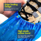 Shoe Covers Disposable Recyclable -200 Pack(100 pairs) 15.7'' Hygienic Shoe & Boot Covers Waterproof Non-slip Shoe Booties for Indoors (Large Size - Up to US Men's 11 & US Women's 13)