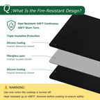 PONGARD Fireproof Stove Top Covers for Electric Stove, Waterproof & Heat Resistant Mat for Glass Top, Stovetop Protector, Anti-Scratch, 28x20 Black