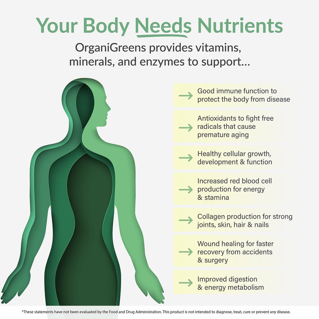 Organixx Greens Superfood Powder with Probiotic Digestive Enzymes, Gluten Free, Vegan, Daily Super Greens Powder Supplement Drink Mix for Gut Health, Immune Support & Energy, Organic, Non GMO, 10 oz