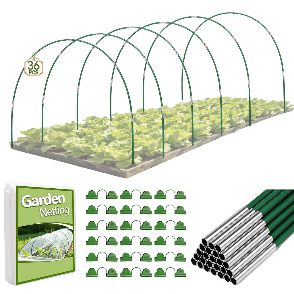 Nsitehalo 36pcs Garden Hoops for Raised Beds with Garden Netting, Clips