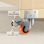 ASHGOOB 2inch L-Shaped Caster Wheels, Side Mount Casters Set of 16, Heavy Duty Casters with Brake, Double Bearing Locking Polyurethane(PU) Wheels for Baby Beds/Cabinets/Furniture（16 Pack