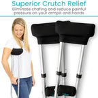 Vive Premium Crutch Pads & Hand Grips - Comfortable, Breathable, Machine Washable Padding - Moisture Wicking & Odor Reducing Pillow Accessory Covers for Adult & Youth Walking Crutches