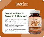 NaturaNectar - Brown Bee Propolis - NSF Contents Certified - Premium Brazilian Propolis - Gluten-Free Supplement with Flavonoids, FLAV-B and PWE - Naturally Sourced Through Ethical Beekeeping (60pcs.)
